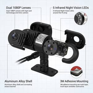 Caméra de voiture à double objectif, caméra double canal avant et intérieure, caméra de voiture avec microphone intégré, caméra de voiture avec fixation adhésive 3M - Product Image 3