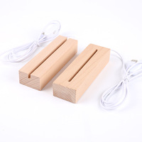 Produits les plus vendus Base lumineuse en bois de hêtre massif Base de veilleuse LED Base de lampe 3D filaire en bois Support de lumière 3D en acrylique