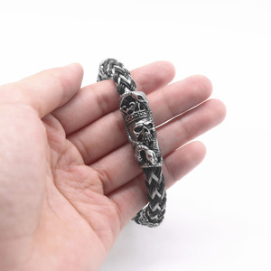 Yunnique Pulsera de plata tibetana con calavera de serpiente para hombre, cordón de cuero, joyería de regalo - Product Image 2