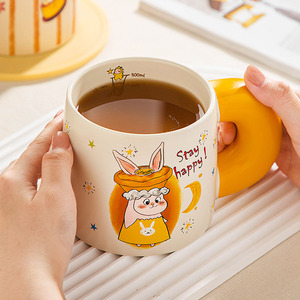 Taza de <span class=keywords><strong>mujer</strong></span> con estrella mágica de gran capacidad de estilo nórdico, taza de desayuno creativa, reutilizable de cerámica <span class=keywords><strong>para</strong></span> fiesta de parejas - Product Image 3