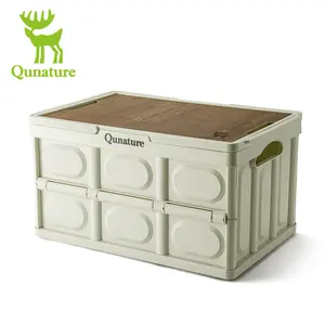 Qunature Multifunktions-Camping-Outdoor faltbare Tragetaschenbox faltbare Aufbewahrungsbehälter mit Holzdeckeln