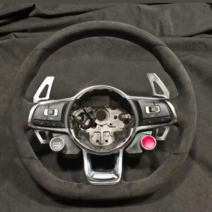 Volante Personalizado Compatible con VW <span class=keywords><strong>Mk8</strong></span> <span class=keywords><strong>gti</strong></span> 8 R Golf 8 Mk7 CC POLO R-LINE PASSAT GTD GTS GTE, Volante de Fibra de Carbono - Product Image 4