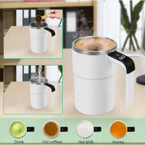 Taza Mezcladora de Café Automática Recargable al por Mayor con Pantalla de Temperatura, Agitador Portátil de Acero Inoxidable 304 para Leche, Chocolate, Mocha - Product Image 3