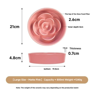 Penjualan terlaris pola kelopak mangkuk hewan peliharaan keramik pakan lambat desain pencernaan sehat berbagai ukuran & warna - Product Image 4
