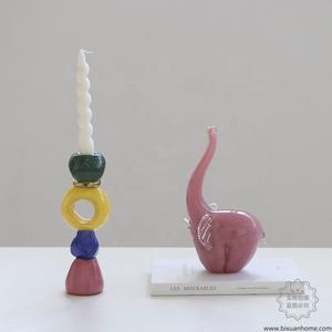 Portavelas <span class=keywords><strong>de</strong></span> Cristal Artístico Soplado a Mano Bixuan, Diseño <span class=keywords><strong>de</strong></span> Guijarros Apilados, Color Opaco, Estilo Moderno Memphis Escultural - Product Image 4