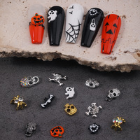 10 pièces Halloween gothique Punk ongles mixte or argent araignée crâne tête ongles breloques strass alliage pour manucure accessoires