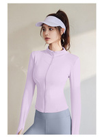 Printemps et automne respirant femmes à manches longues coupe ajustée manteau de sport course Fitness Yoga veste