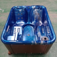 Bain à remous extérieur moderne en acrylique blanc autoportant avec fonction massage, douche intégrée et accès facile
