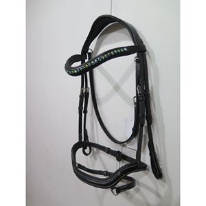 Bride en cristal anatomique à 5 rangées de haute qualité pour chevaux meilleur prix avec rembourrage doux - Product Image 2