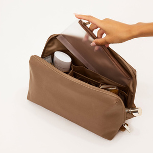 Grande trousse de toilette imperméable, sac à maquillage avec porte-pinceaux élastique, séparateurs personnalisés, <span class=keywords><strong>pochette</strong></span> transparente pour le voyage, rangement des produits de soin de la peau et des articles de toilette - Product Image 3