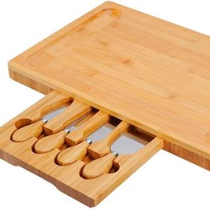 Plateau à fromage en bambou avec ensemble de couteaux, plateau de service en bois pour la cuisine, les fêtes et les collations - Product Image 2