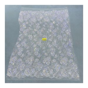 Tessuto Jacquard Glitterato di Lusso LC3545, 100% Poliestere Tricot Certificato OEKO-TEX, Ignifugo per Abiti da Sposa - Product Image 1