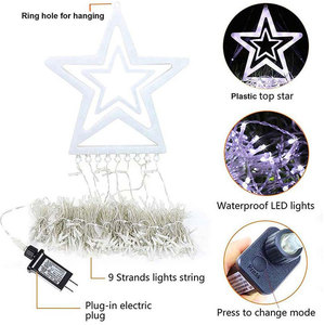 Luz LED de <span class=keywords><strong>cascada</strong></span> para árbol de Navidad, guirnalda de luces LED de estrellas que cambian de color blanco cálido y colorido, 350 LEDs - Product Image 2