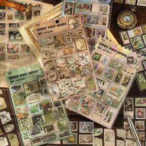 2 autocollants par paquet, thème de timbres vintage de <span class=keywords><strong>la</strong></span> <span class=keywords><strong>collection</strong></span> Sunset Post Office, matériel de décoration pour carnet - Product Image 1