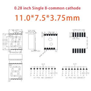 Ultra alto brillo blanco SMD 1 dígito cátodo común 0,2/0,28 pulgadas LED siete segmentos Módulo de panel LED pantalla de visualización