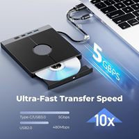 Unidad de Blu-ray 7 en 1, BDXL 100G, Grabadora de Blu-ray Externa Portátil, USB 3.0, Tipo-C, Puertos SD y TF, HUB