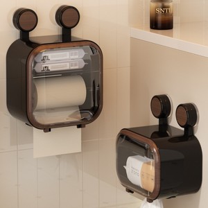 Suction Cup Toilet Paper Holder Wall Mounted Waterproof Storage Rack For Bathroom Tissue Box No Drilling Required - Product Image 2
