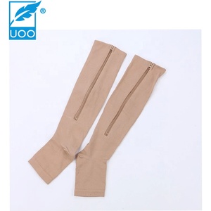 UOO calcetines deportivos de alta calidad para mujer diseño de cremallera personalizado para prevención de varices transpirable tejido hasta la rodilla primavera - Product Image 4