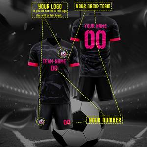 ชุดกีฬาฟุตบอลคอวีแบบปรับแต่งได้ชุดเสื้อผ้าระบายอากาศได้ดีพิมพ์โลโก้ผู้เล่นแห้งเร็วเหงื่อใส่ได้ทุกเพศฤดูร้อนฤดูใบไม้ร่วง - Product Image 1