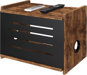 Étagère pour routeur, cache-boîtier Wi-Fi en bois, support d'étagère pour projecteur, boîte de rangement pour routeur et modem, gestion des câbles et cache-raccords pour multiprise - Product Image 1