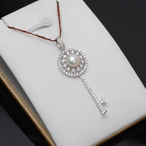 จี้เงินแท้ Han Chao S925 ประดับมุก 6-7 เม็ด สำหรับทำเครื่องประดับ DIY รูปทรงกุญแจ สำหรับผู้หญิง พร้อมถาดเปล่า 609 - Product Image 3