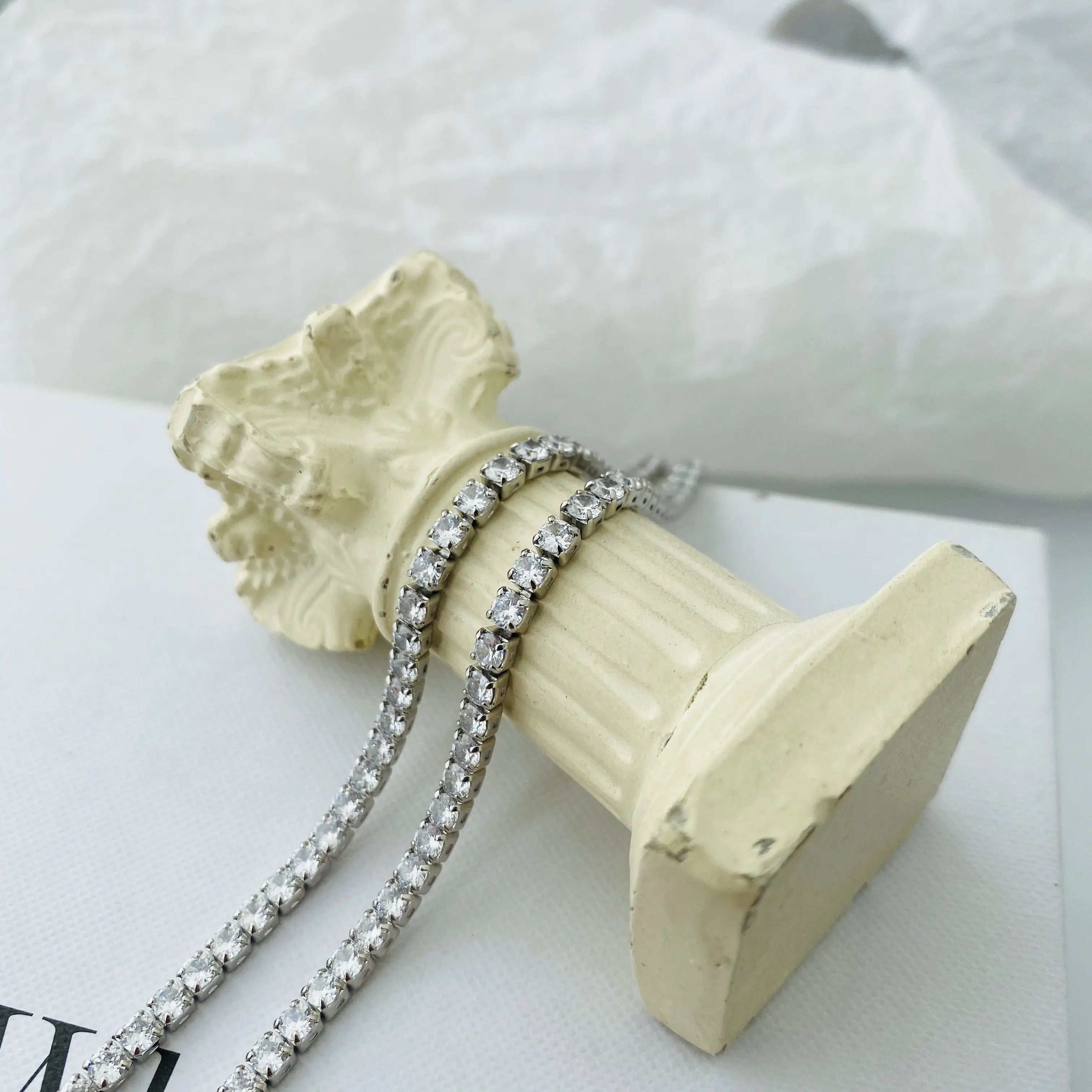 Хит продаж; Золотистые циркон ожерелье для женщин ювелирные изделия стерлингового серебра ожерелье в виде цепочки для тенниса с фианитами
