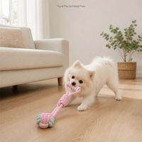 Jouet pour chien en corde de coton nouée, jouet à tirer tressé, jouet à mâcher pour animaux de compagnie noué à la main pour un jeu interactif