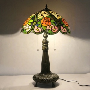 LongHuiJing European 16Inch Wide Flexible AC E26 Stained Glass Table Lamp with Zinc Alloy Base - Product Image 1