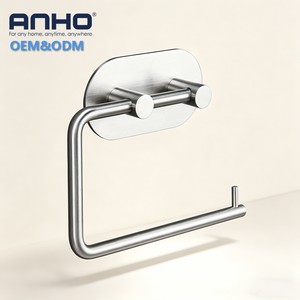 Porte-papier toilette mural auto-adhésif <span class=keywords><strong>en</strong></span> acier inoxydable pour salle de bain, finition céramique haute brillance, rangement mural - Product Image 1