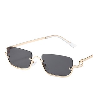 Lunettes de soleil rectangulaires sans monture UV400, style hip-hop, unisexe, protection solaire pour adultes - Product Image 1