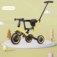 Poussette multifonctionnelle cinq en un, tricycle, vélo, design pliable, pour enfants, avec système de pédales léger et portable