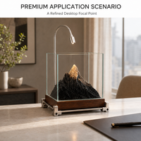 Ensemble de micro-aquarium de bureau avec personnalisation de paysage montagneux, petit aquarium