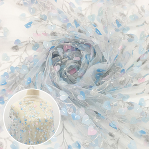 3D Flora Tulleเลื่อมผ้า 3D Spitze ผ้าน้ําที่ละลายน้ําได้ผ้าตาข่ายสําหรับเด็กผู้หญิงน่ารักลูกไม้ผ้า - Product Image 3