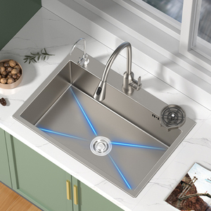 2025 popolare grande serbatoio 304 acciaio inossidabile Nano superficie grano di riso goffrato con rubinetto estraibile <span class=keywords><strong>lavello</strong></span> domestico di alta qualità - Product Image 3