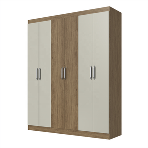 Armoire de style moderne ESSENTIAL 6 portes 2 tiroirs Meuble de chambre en aggloméré couleur bois/cristal Design brésilien Céramique - Product Image 2