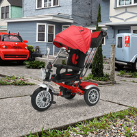 Nouveau Tricycle Bébé en Plastique 2025 avec Capote et Poignée Parentale Pliable, Vélo Enfant 3 Roues, Poussette Tout-Terrain pour Tout-Petits BAB WAY