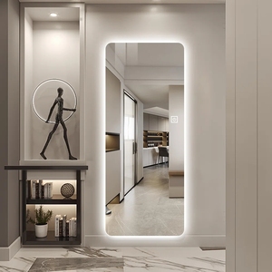 Modern Rectangular Frameless <strong>Silver</strong> Hotel <strong>Bathroom</strong> LED Wall &amp; Floor Stand Full-Body Length <strong>Mirror</strong> with Lights - Product Image 2