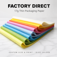 Papier de soie coloré 17 g/m² directement de l'usine, impression de logo personnalisée, papier d'emballage fin pour emballages cadeaux de mariage