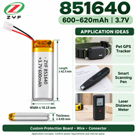 Cellule rechargeable Li-Polymère 851640 600mAh 620mAh 3.7V avec PCM pour instrument de beauté et appareil de soin de la peau, directement de l'usine