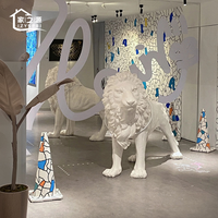 Sculpture de lion en fibre de verre renforcée de plastique, décoration animale lumineuse, modèle de salon de villa nordique, centre commercial