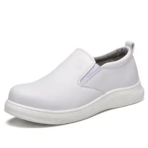En stock bottes de travail confortables légères anti-écrasement chaussures de sécurité esd chaussures blanches pour le travail au restaurant