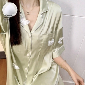 Bán Buôn Phụ Nữ Của Thoải Mái Băng Lụa Sọc Đồ Ngủ Hoa Và Động Vật In Quần Áo Ngủ Cho Mùa Hè - Product Image 1