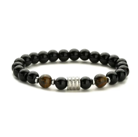 Bracelet élastique original en perles de cristal d'onyx noir simple, bracelet classique en pierre multicolore, bijoux à breloques pour la mode