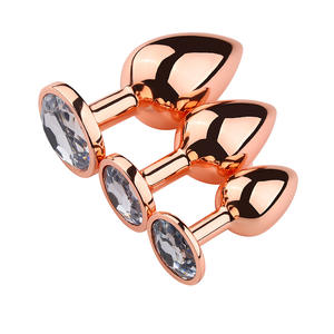 จิวเวอร์รี่คริสตัลสำหรับทวารหนัก,ปลั๊กก้นเสียบทวารหนักสเตนเลสโลหะคู่ช่องคลอดก้นกลม3ขนาด - Product Image 2