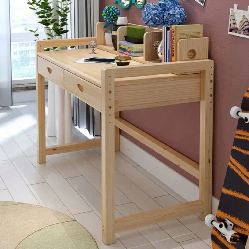 YQFOREVER-mesa de estudio para niños, escritorio de madera sólida y silla para estudiantes