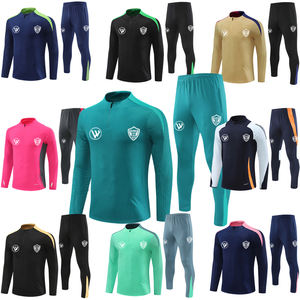 2024批发男子俱乐部半拉链黑色运动服足球球衣俱乐部复古足球运动服足球制服足球运动服 - Product Image 1