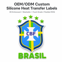 Écusson en silicone tissé personnalisé pour vêtements de sport, OEM ODM, logo imprimé en relief 3D, étiquette OEKO-TEX, lavable, flexible, MOQ
