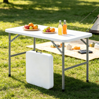 Table pliante portable en plastique Moon de 1,2 m – Bureau robuste pour pique-nique, potluck, présentoir de marché