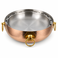 Plat de service professionnel en acier inoxydable triple épaisseur, finition martelée dorée, pour buffet, maintien au chaud et cuisson à la vapeur de viande, avec plateau d'insertion