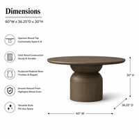 Table à manger ovale en bois avec piétement sculpté, table de dîner familiale en bois massif pour salle à manger et décoration intérieure
